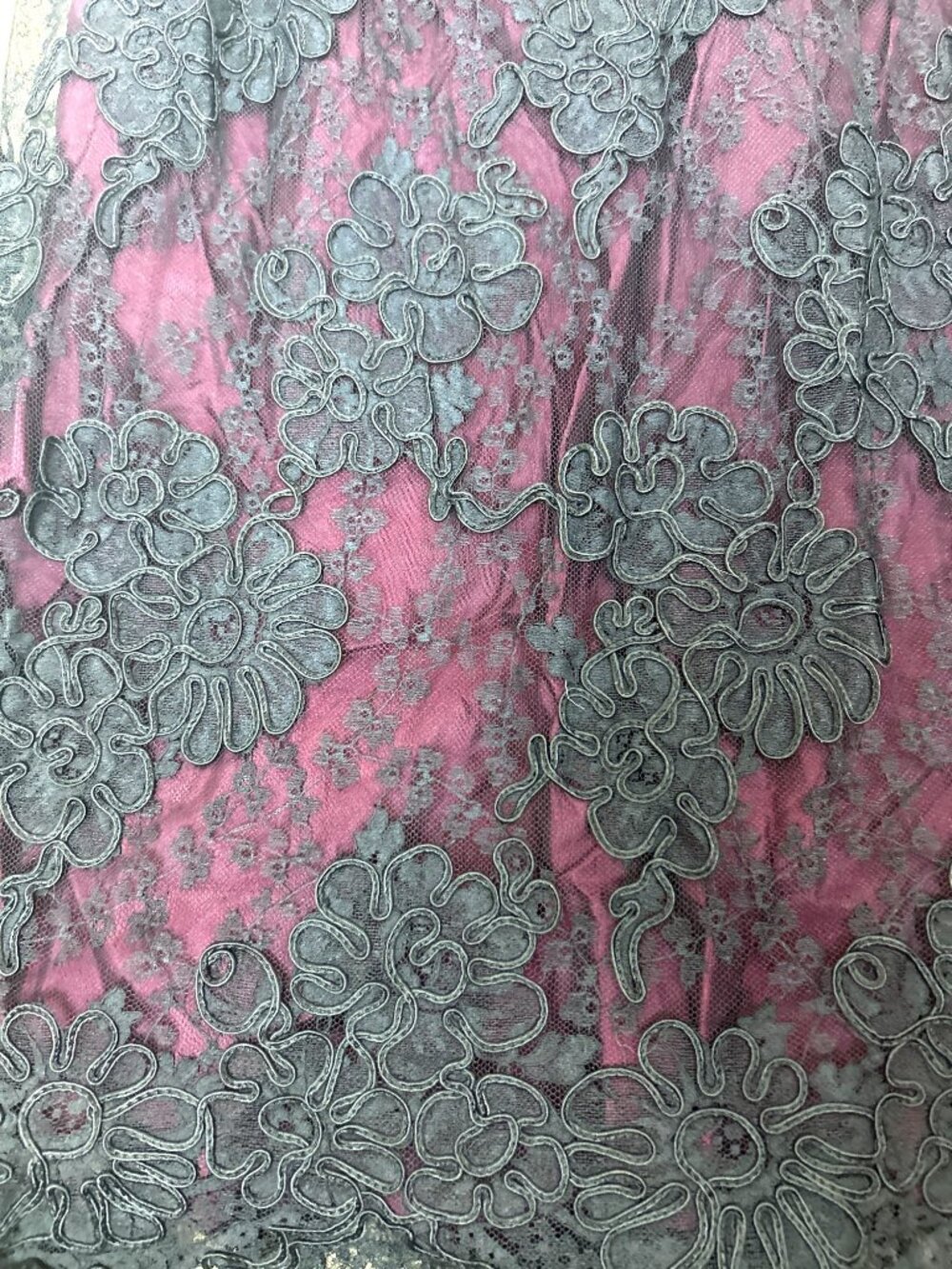 Vtg 50s Black Lace Overlay Burgundy Mini Dress Lace Whimsigoth Dark Romantic - Picture 6 of 16